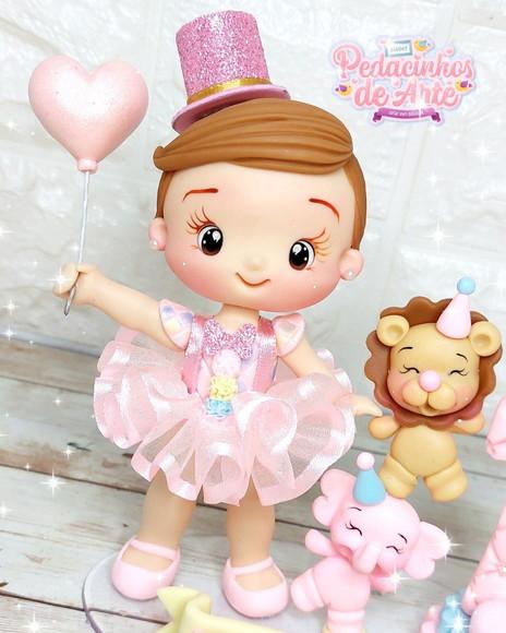 Topo de Bolo Personalizado Circo Rosa