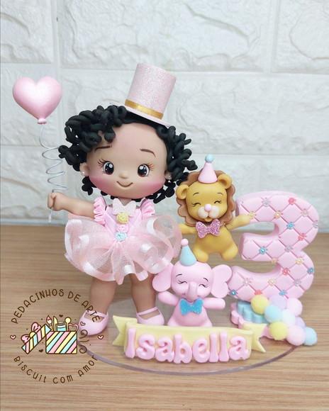 Topo de Bolo Personalizado Circo Rosa Menina