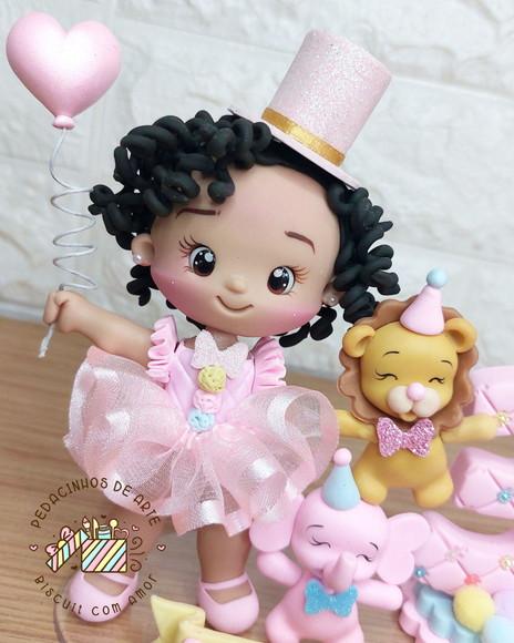 Topo de Bolo Personalizado Circo Rosa Menina