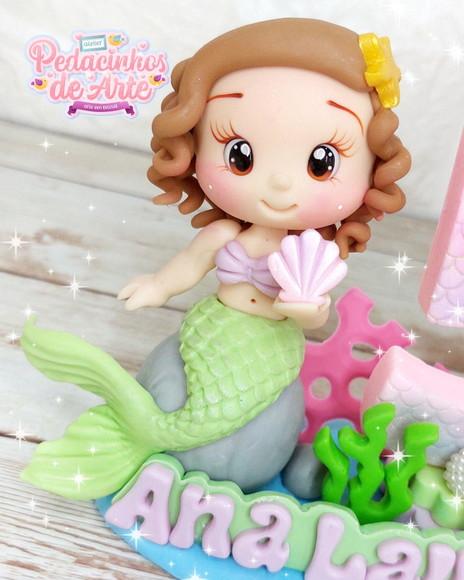 Topo de Bolo Personalizado Sereia