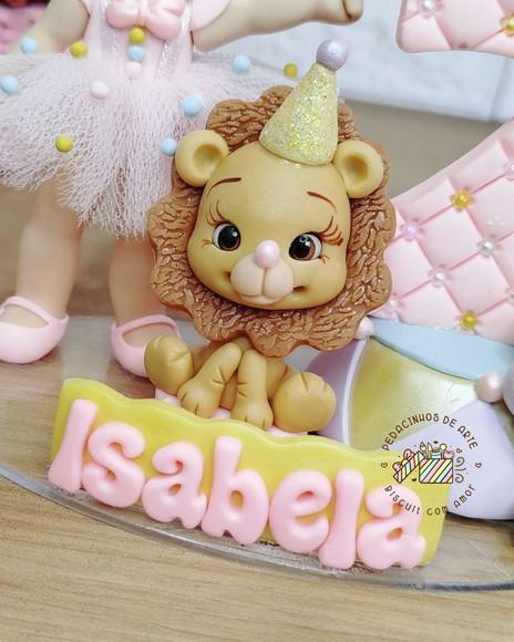 Topo de Bolo Personalizado Vela Biscuit Circo Rosa