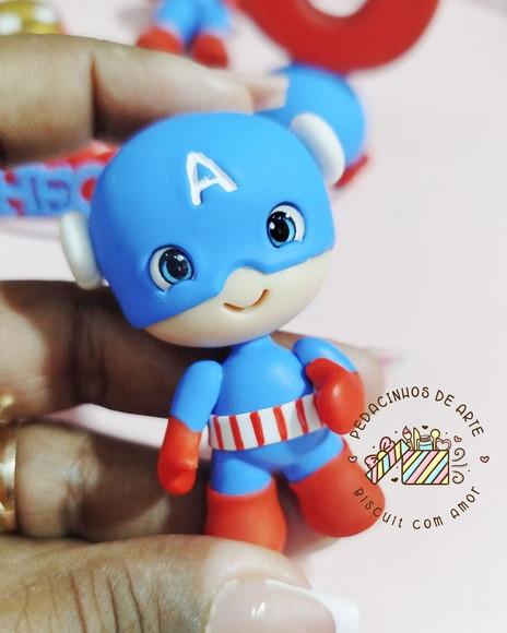 Topo de Bolo Vela Biscuit Heróis Vingadores
