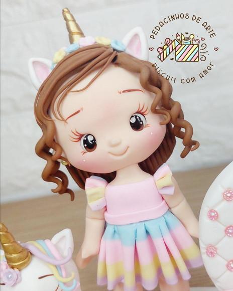 Topo de Bolo Vela Biscuit Personalizado Unicórnio