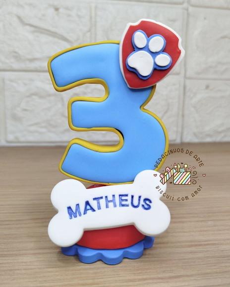 Topo de Bolo Vela Biscuit Patrulha Canina