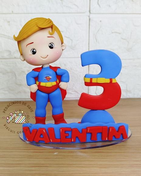 Topo de Bolo Vela Biscuit Super Homem