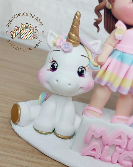 Topo de Bolo Vela Biscuit Personalizado Unicórnio