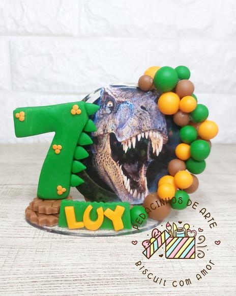 Topo de Bolo Vela Cenário Dinossauro
