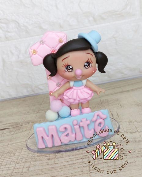 Vela Biscuit Topo de Bolo Circo Menina