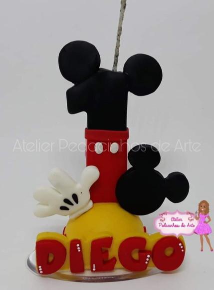 Vela Biscuit Topo de Bolo Mickey