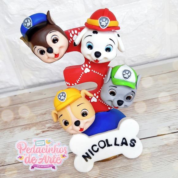 Vela Biscuit Topo de Bolo Patrulha Canina