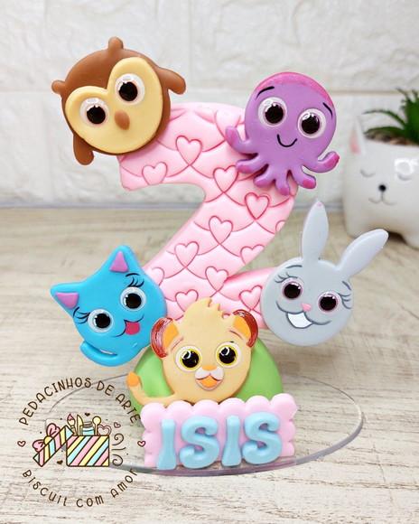 Vela Topo de Bolo Biscuit Bolofofos Menina