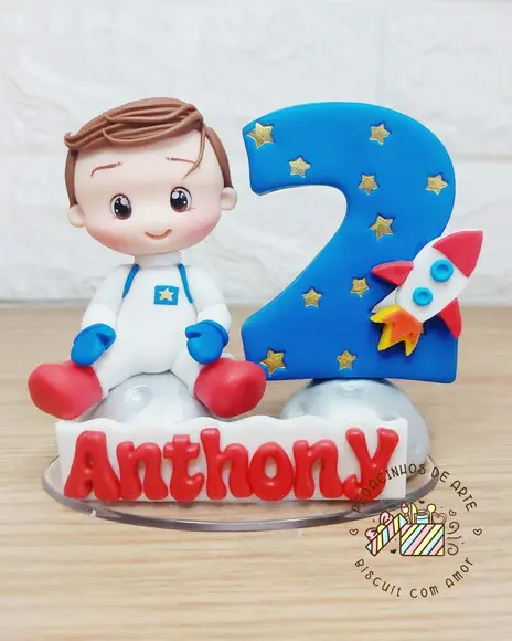Mini Topo de Bolo Astronauta