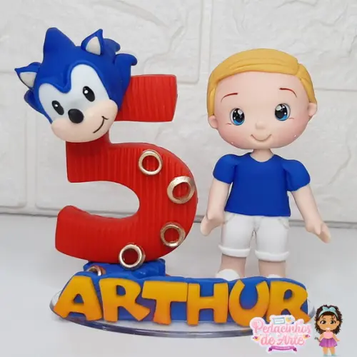 Mini Topo de Bolo Personalizado Sonic