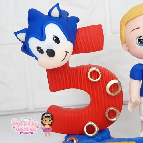 Mini Topo de Bolo Personalizado Sonic