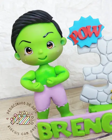 Topo de Bolo Biscuit Hulk
