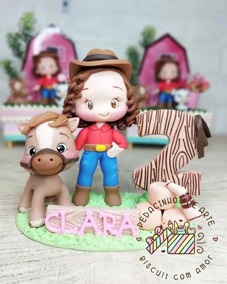 Topo de Bolo Biscuit Fazendinha