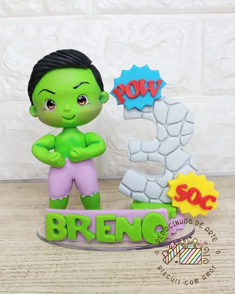 Topo de Bolo Biscuit Hulk