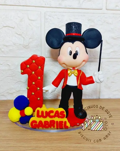 Topo de Bolo Biscuit Mickey Circo