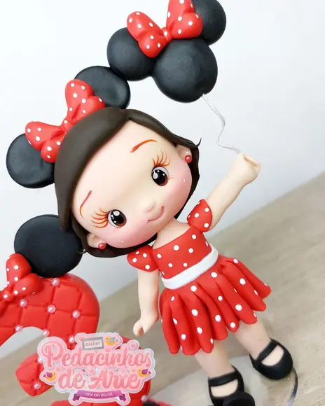 Topo de Bolo Biscuit Minnie Vermelha