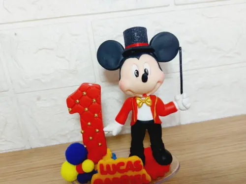 Topo de Bolo Biscuit Mickey Circo