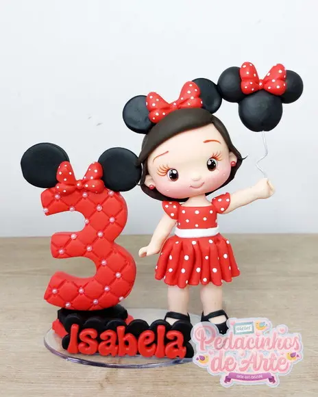Topo de Bolo Biscuit Minnie Vermelha