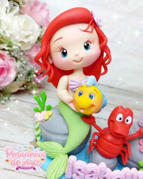 Topo de Bolo Pequena Sereia Ariel