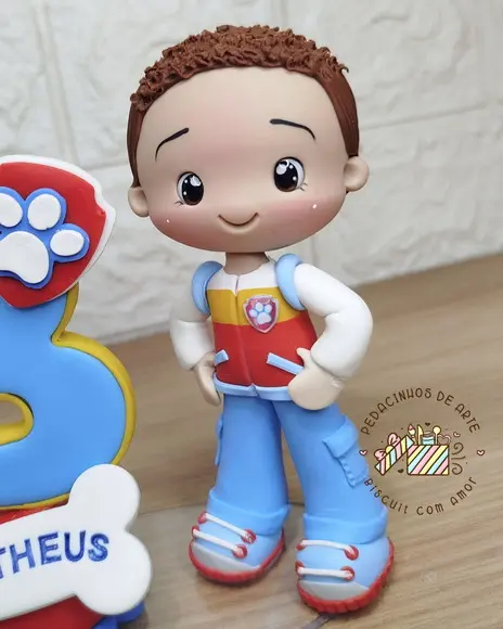 Topo de Bolo Personalizado -vela Biscuitpatrulha Canina