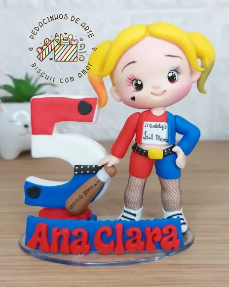 Topo de Bolo Personalizado Arlequina