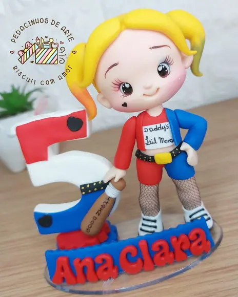 Topo de Bolo Personalizado Arlequina