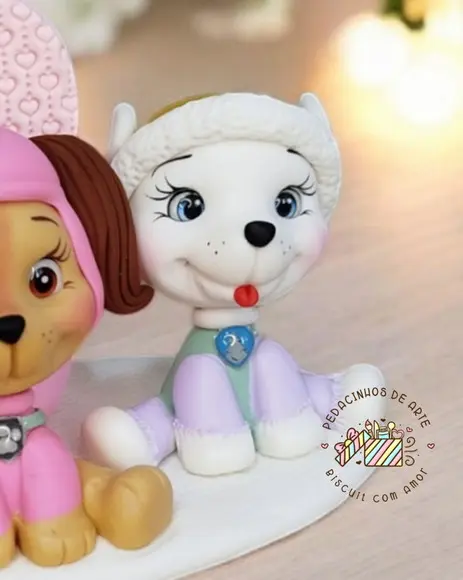 Topo de Bolo Personalizado -vela Biscuitpatrulha Canina