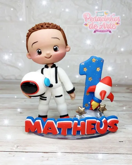 Topo de Bolo Personalizado Biscuit Astronauta
