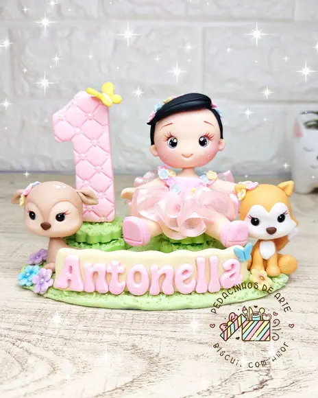 Topo de Bolo Personalizado Biscuit Bosque