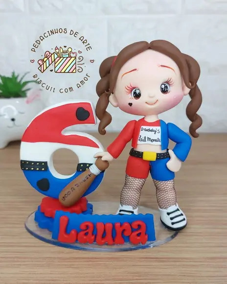 Topo de Bolo Personalizado Arlequina