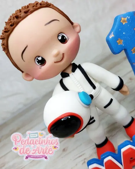 Topo de Bolo Personalizado Biscuit Astronauta