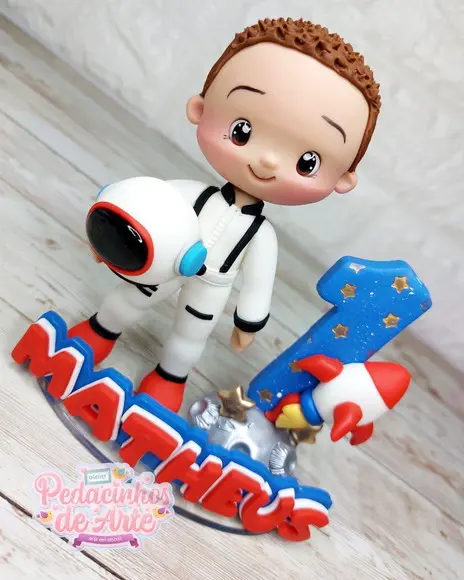 Topo de Bolo Personalizado Biscuit Astronauta