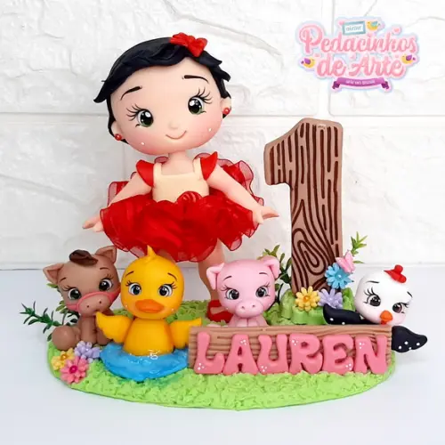 Topo de Bolo Personalizado Biscuit Fazendinha