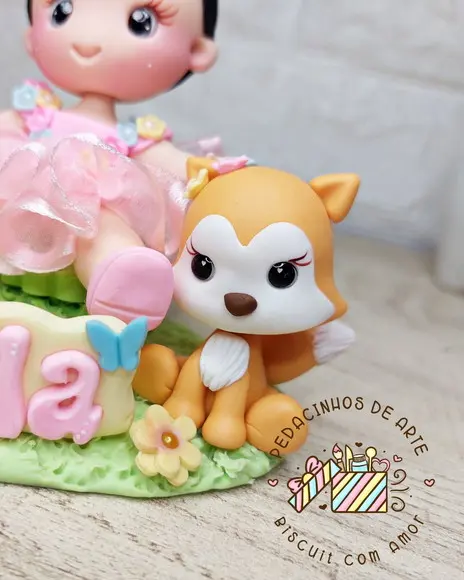 Topo de Bolo Personalizado Biscuit Bosque