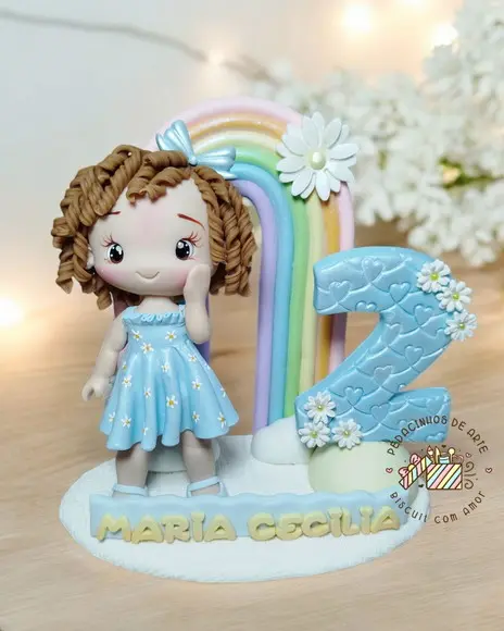 Topo de Bolo Personalizado Biscuit Margaridas