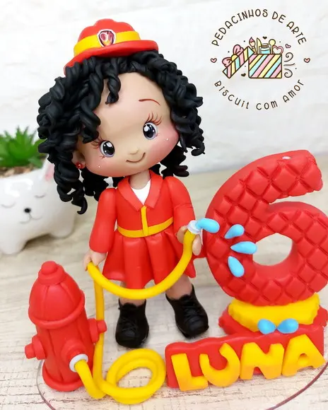 Topo de Bolo Personalizado Bombeiro