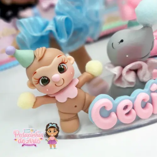 Topo de Bolo Personalizado Circo Rosa