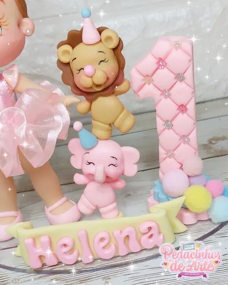 Topo de Bolo Personalizado Circo Rosa