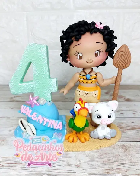 Topo de Bolo Personalizado Moana Baby