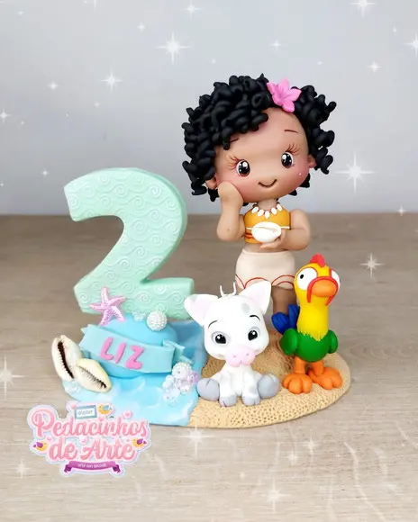 Topo de Bolo Personalizado Moana Baby