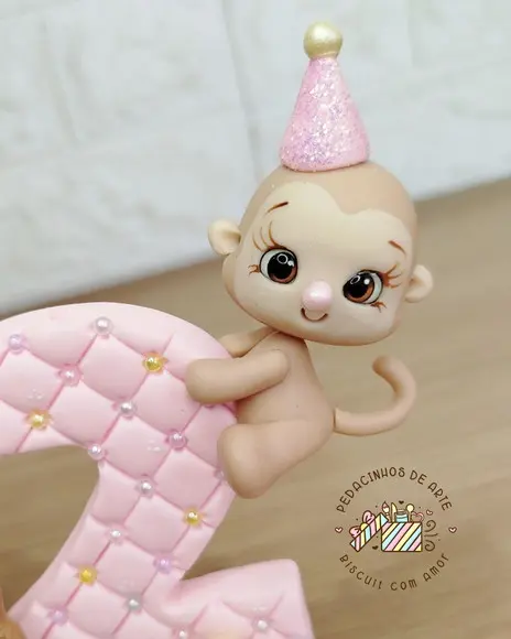 Topo de Bolo Personalizado Vela Biscuit Circo Rosa