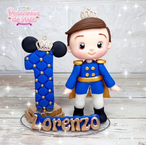 Topo de Bolo Personzalizadp Mickey Realeza Biscuit