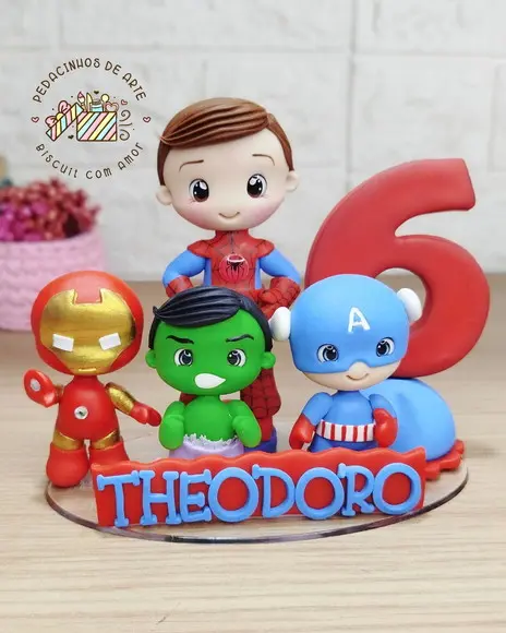 Topo de Bolo Vela Biscuit Heróis Vingadores
