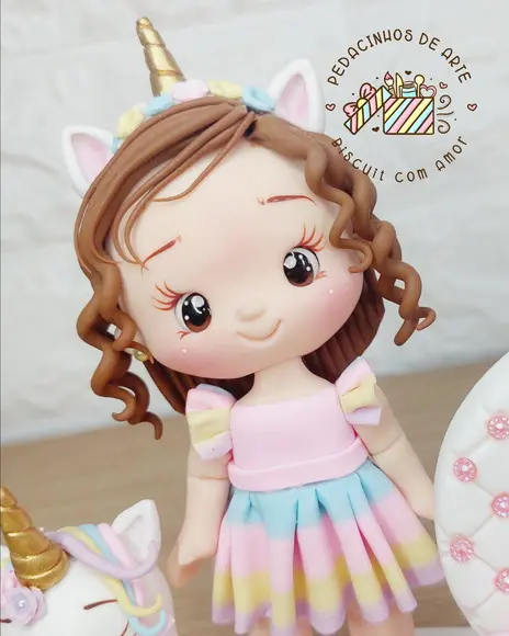 Topo de Bolo Vela Biscuit Personalizado Unicórnio