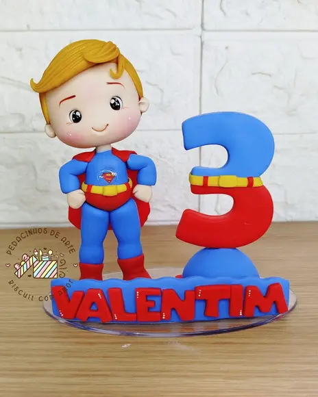 Topo de Bolo Vela Biscuit Super Homem