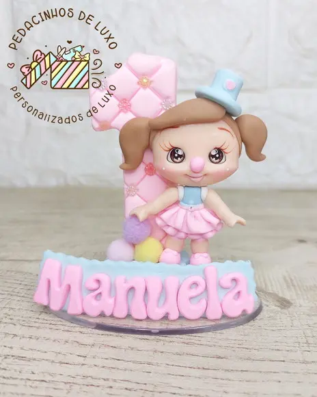 Vela Biscuit Topo de Bolo Circo Menina
