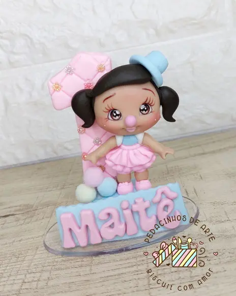 Vela Biscuit Topo de Bolo Circo Menina